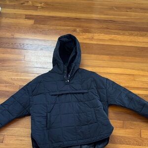 Women’s Black Quilted Hooded Pullover Jacket
